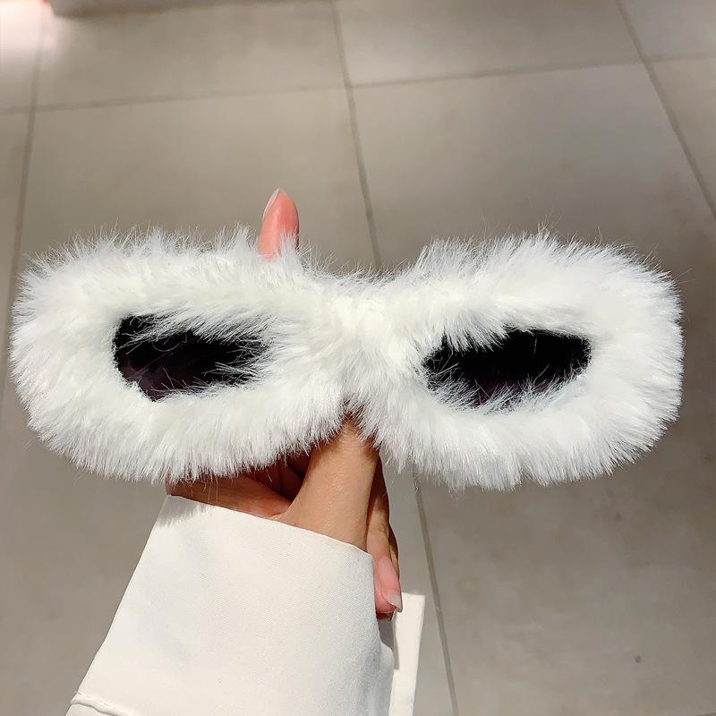 Soft Full Woollen Sunglasses Women For Men  Trend Fur Velvet Pink Sun Glasses Female Luxury Brand Designer Eyeglasses Uv400