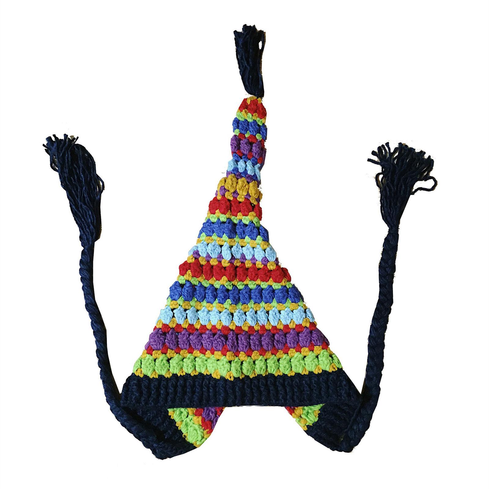 

Зимняя теплая вязаная крючком панама женская ветрозащитная длинная шапка для кемпинга с радужным цветом для подруги