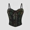 Floral Print Lace Corset Top Spaghetti Strap Bustier Crop Top