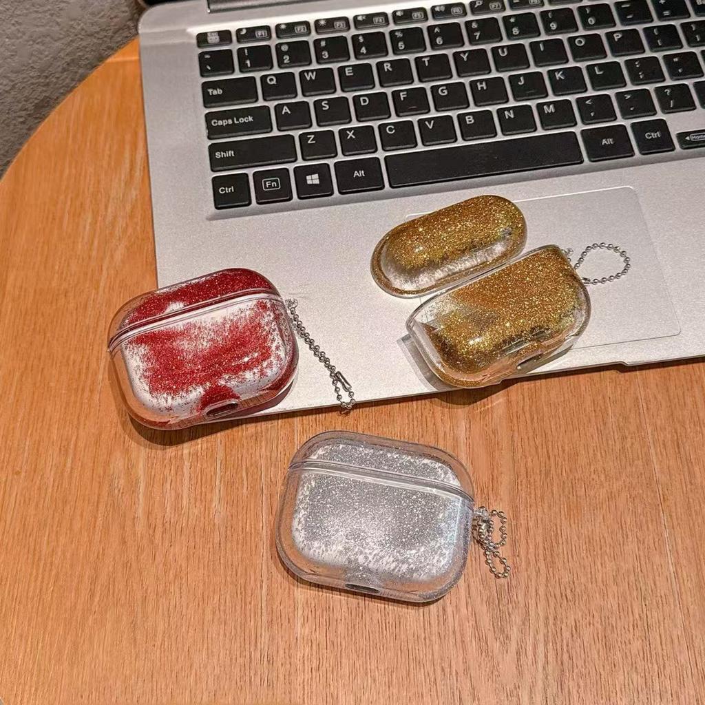 Glitter Liquid Quicksand Crystal Plastic Case For AirPods 2 3 4 Pro 2 3 Earphone Cover