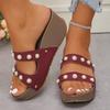 Fashion New Style Summer Platform Slippers Women's Buckle Rivet Flat Bottom Sandals for Women's Anti Slip Wedge-soled Shoe Luxury Slides