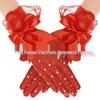Glitzer Strass Spitzen Schleife Halloween Party Handschuhe