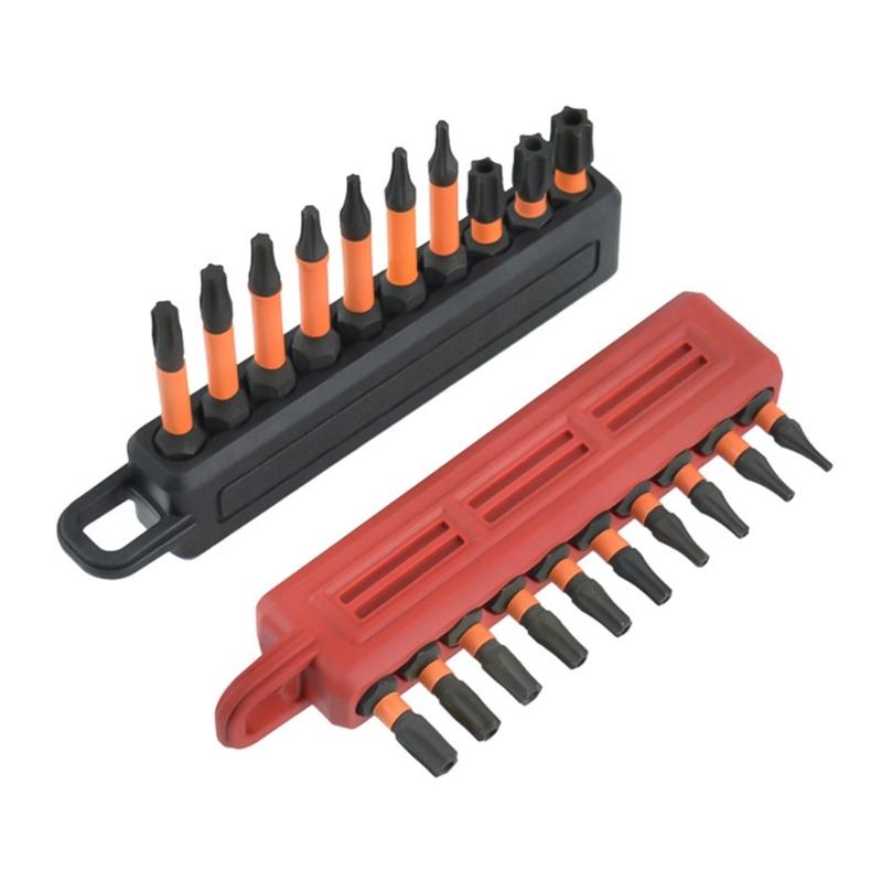10 Slot Screwdriver Bit Holders With Carabiner Clip For Portable Tool Organization Sturdy Silicone Construction