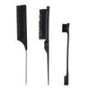 3 Pcs Professional Hair Styling Comb Set: Metal Pin Rat Tail Comb, Teasing Brush & Double-Ended Edge Eyebrow Brush for Salon & Home Hair Braiding, Sty