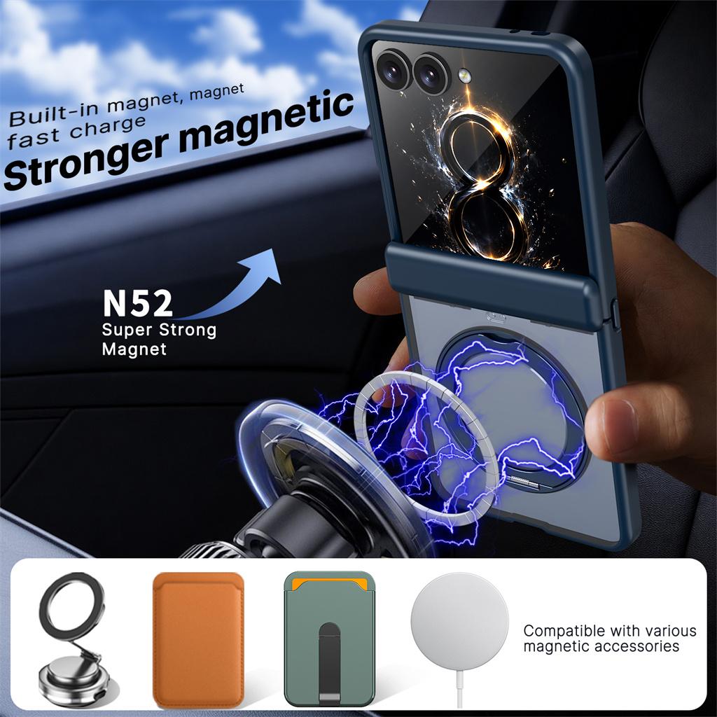 Matte Magnetic Phone Case For Samsung Z Flip 8 7 Flip8 Flip7 5G 360 Rotating Kickstand For Magsafe Hinge Full Protection Cover