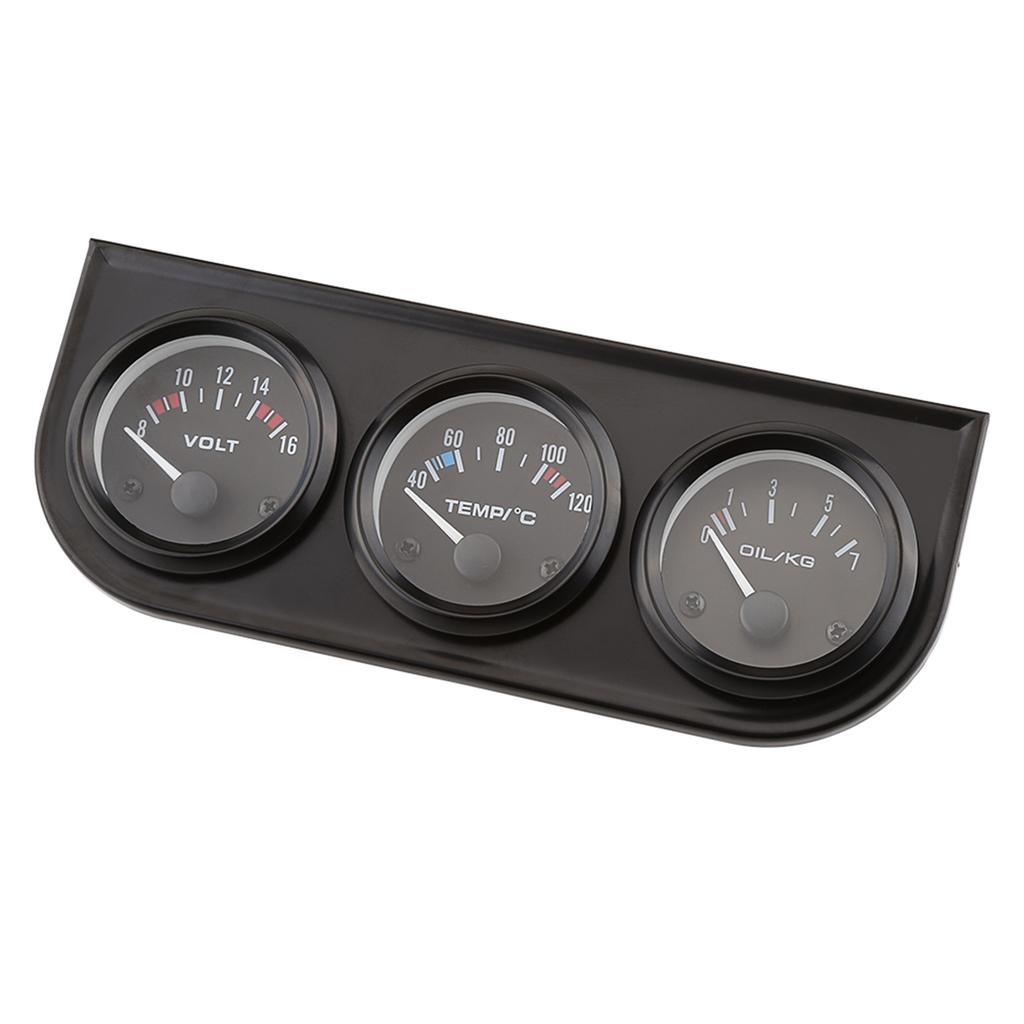 52mm Triple Gauges 3 In 1 Voltmeter Water Temp Gauge Oil Pressure Meter W Sensor For Car Truck