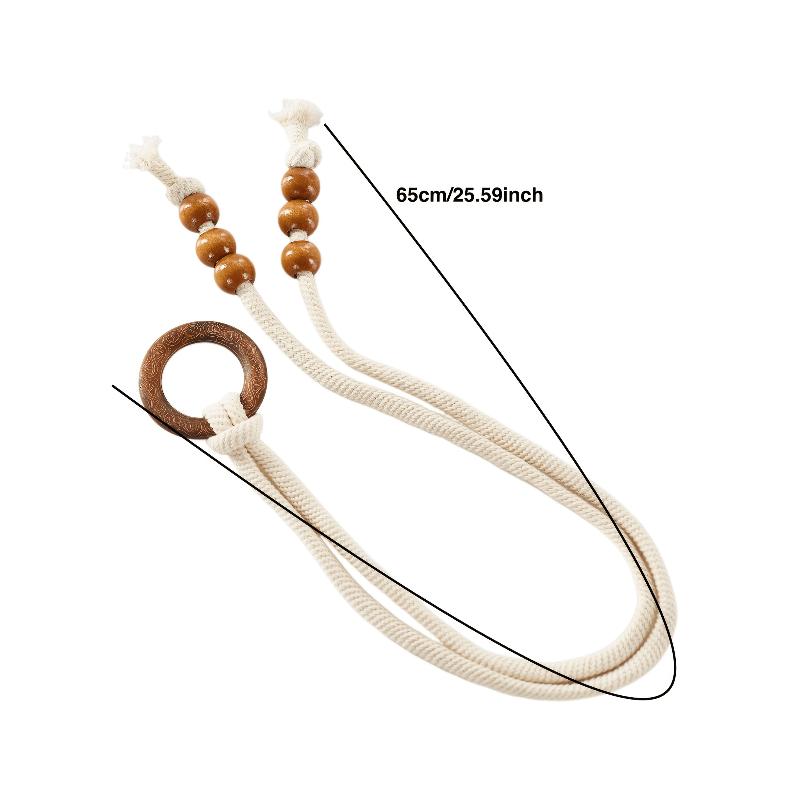 2Pcs Adjustable Drawstring Design Vintage Natural Wood Curtain Tiebacks - Elegant Window Decor for Living Room Bedroom - Standard & Sheer Curtains