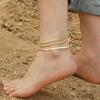 Elegant Gold-Tone Ankle Chain Set Women Minimalist Geometric Foot Jewelry Luxury Style