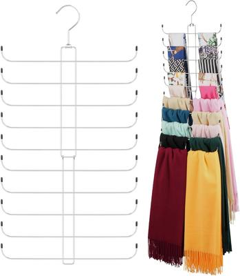Schal-Organizer Schal-Aufhänger für Kleiderschrank, Drehbarer stabiler Hijab-Halter für 20 Schals, Platzsparende Kleiderschrank-Organizer und Aufbewahrung, Silber
