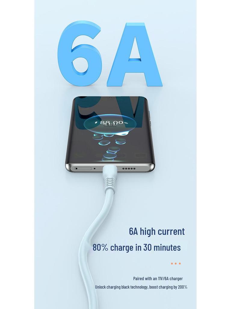 Thickened 120W Liquid Silicone 6A Android Fast Charging Cable - Super Fast Charge