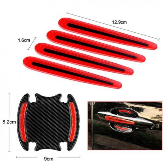 8X Red Car Door Handle Bowl Protector Film Reflective Strip Anti Scratch Sticker