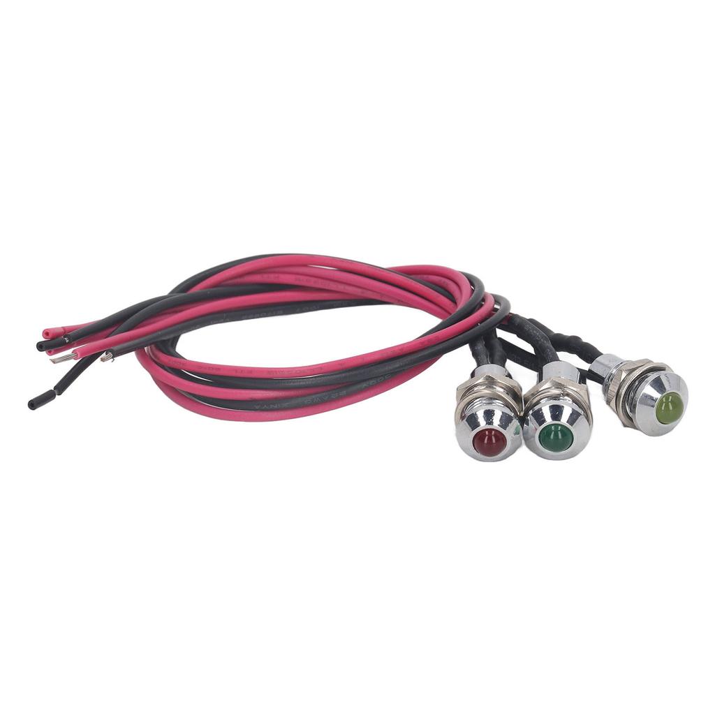 3 Stück LED Metall Kontrollleuchte Wasserdichte Signalleuchte mit Kabel für Auto LKW Boot 24V
