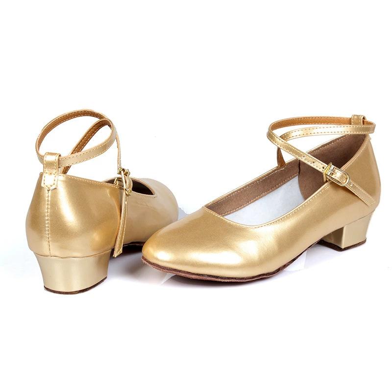 

Dance High-heeled Leather Shoes, Fashionable and Modern Dance Shoes, Shiny Surface, Comfortable and Durable Latin Dance Shoes 24 золотой