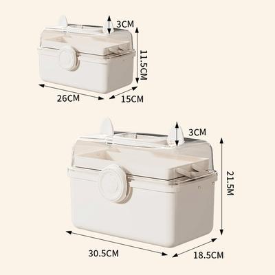 Large White Medicine Organizer Lockable Pill Storage Box with Multi-Compartment Dividers | Portable Medication Case