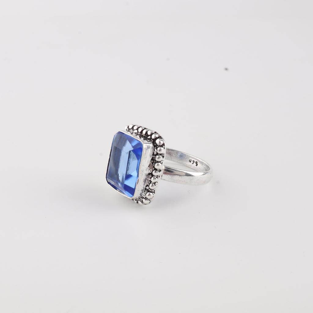 Tanzanite Gemstone 925 Sterling Silver Handmade Women's Jewelry Promise Ring For Gift RR-74-11
