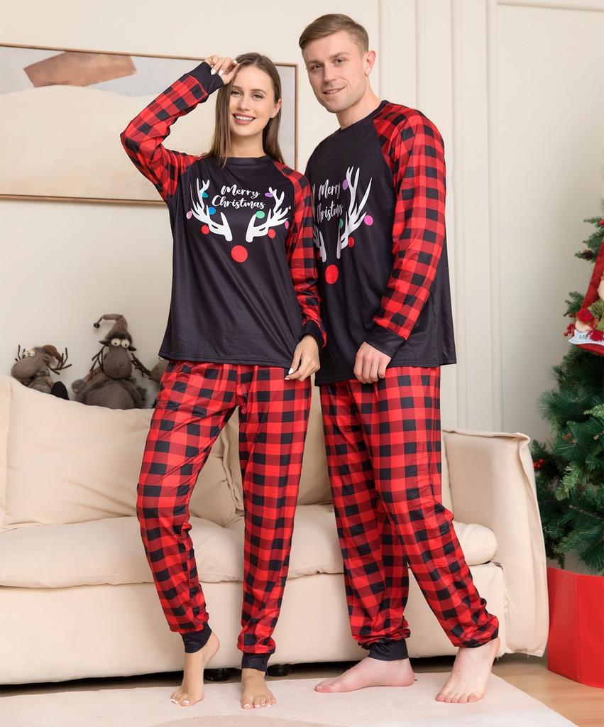 2023 New Arrival Plaid Alphabet Christmas Family Matching Pajama Set