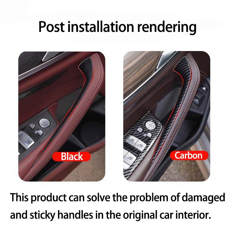 Suitable for BMW 5 Series G30 Door Handle Inner Cover G30 G38 F90 M5 530i M Sport 540i Protective Carbon Fiber Black 2-piece Set