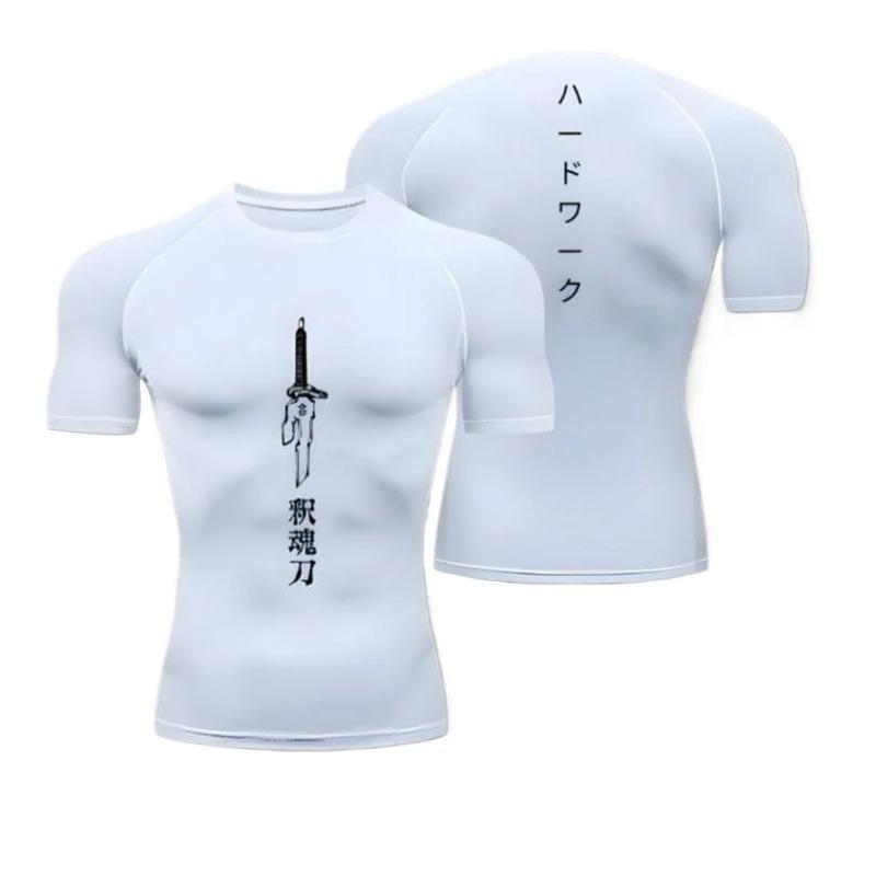 Men's Compression Shirt Sportswear Fashion Summer Running Fitness Gym Comfortable High Elasticity Gym Clothing Sweat Absorbing Tight Fit