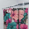 Colorful Hibiscus Shower Curtain Premium Quality Fabric Bath Decor For Home Decoration In Pink Blue Floral Pattern Design