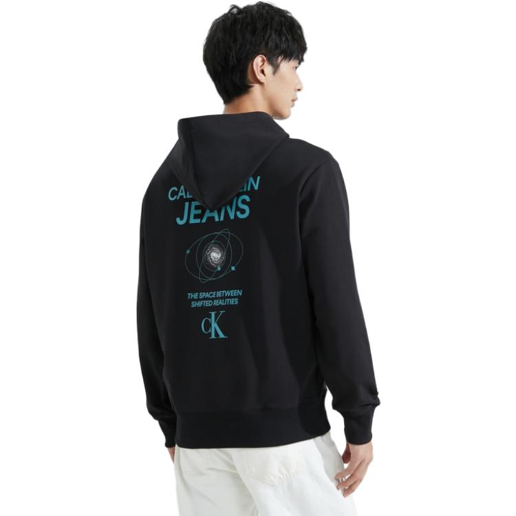 Calvin Klein FW23 Letter Stretch Hooded Long Sleeve Sweatshirt Men sweatshirt Space-Black J324473
