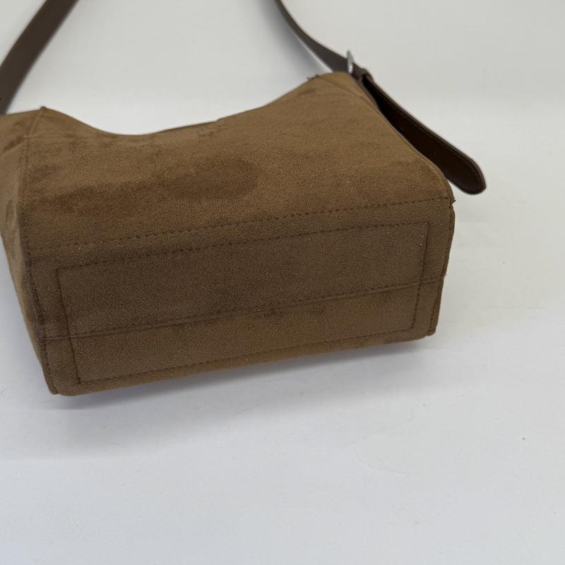 Suede Shoulder Bag with Front Pocket Large Capacity Fashion Everyday Bag