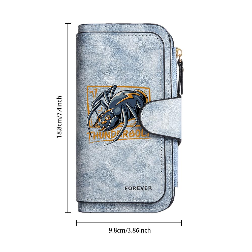Thunderbolt Spider Pattern Long Wallet Multi Slot Fashion Purse for Daily Use