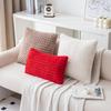 Fine Linen Plush Pillow Ins Style Living Room Sofa Cushion Waist Pillow Wheat Ear Vertical Strip Single Side Plush Pillow Cover