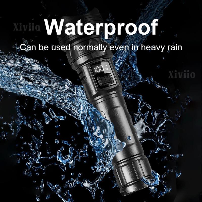 New Outdoor Strong Light LED Zoom Flashlights White Laser High Power Ultra Long Range Torch Rechargeable OLED Display Flashlight