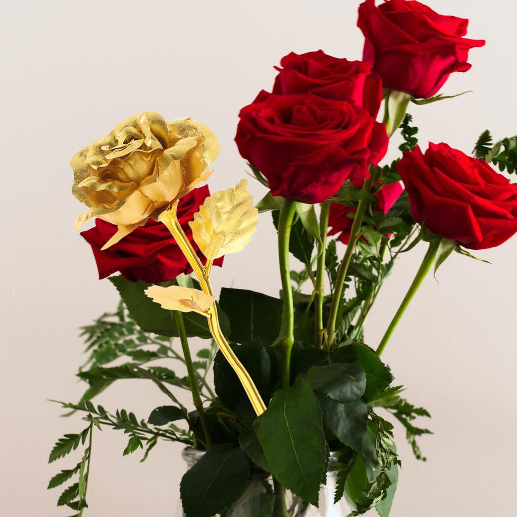 Handcrafted 24K Gold Foil Rose Artificial Eternal Flower Wedding Birthday Anniversary Decoration Gift for Her Mother Wife Gold