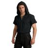 Men's Halloween Costume with Ruffled Collar - Steampunk Short Sleeve Hoodie