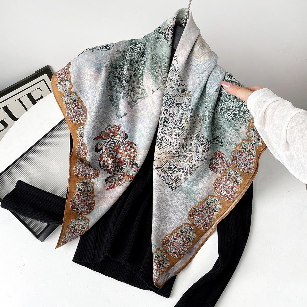 Silk scarf premium herringbone pattern double-sided printed square scarf 91 autumn and winter decorative gift high-end scarf silk scarf gift