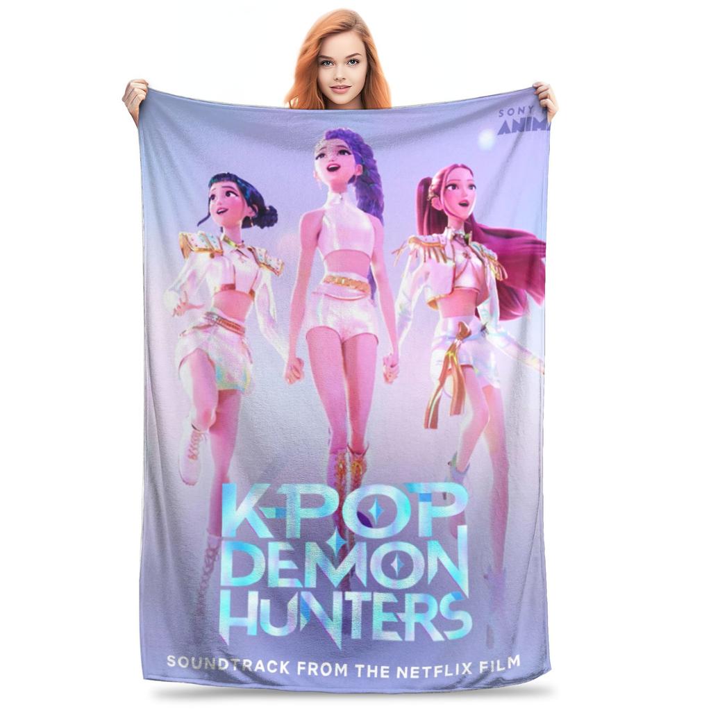 kpop Demon Hunters Huntrix Blankets Quality Soft Warm Throw Blanket Winter Kids Couch Bed Fluffy Bedspread