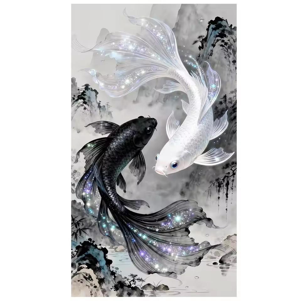 DIY Diamond Painting Koi Fish Animal Picture Of Rhinestones Mosaic Flower Cross Stitch Kits Large Diamond Embroidery Handicraft