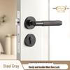 Black Knurled Magnetic Silent Door Handle with Lock for Bedroom Wood Doors
