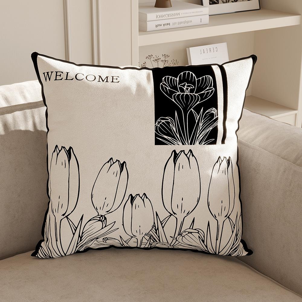 Modern Minimalist Decoration French Cream Style Sofa Pillow Living Room Cushion Black and White High-end Pillow Cover