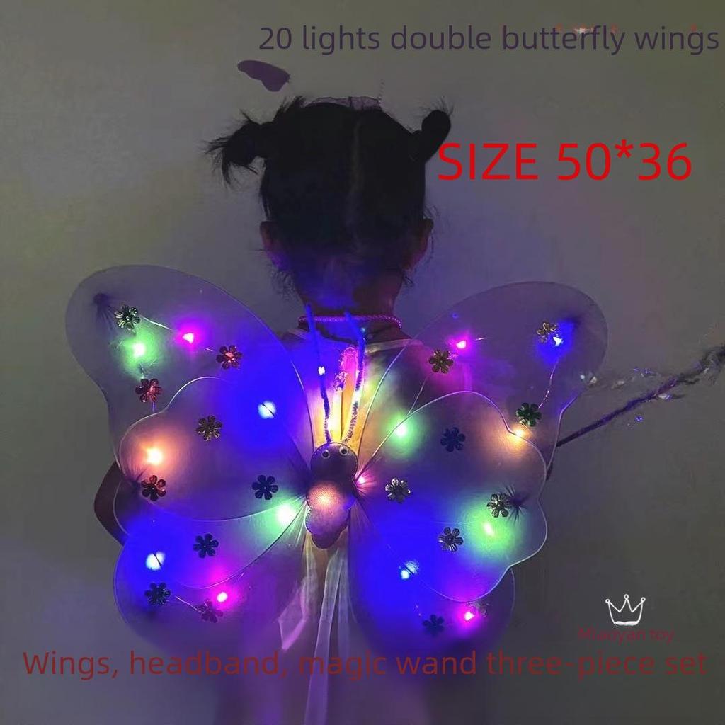 LED20 Luminous Butterfly & Angel Wings Toy Set for Kids - Three Pieces