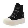 Mode 8CM Kilklackar Sneakers Canvas Skor Dam 2024 Vår Och Höst Ny Mode Alla Casual Tjocka Ventilerande Sula Board Shoes