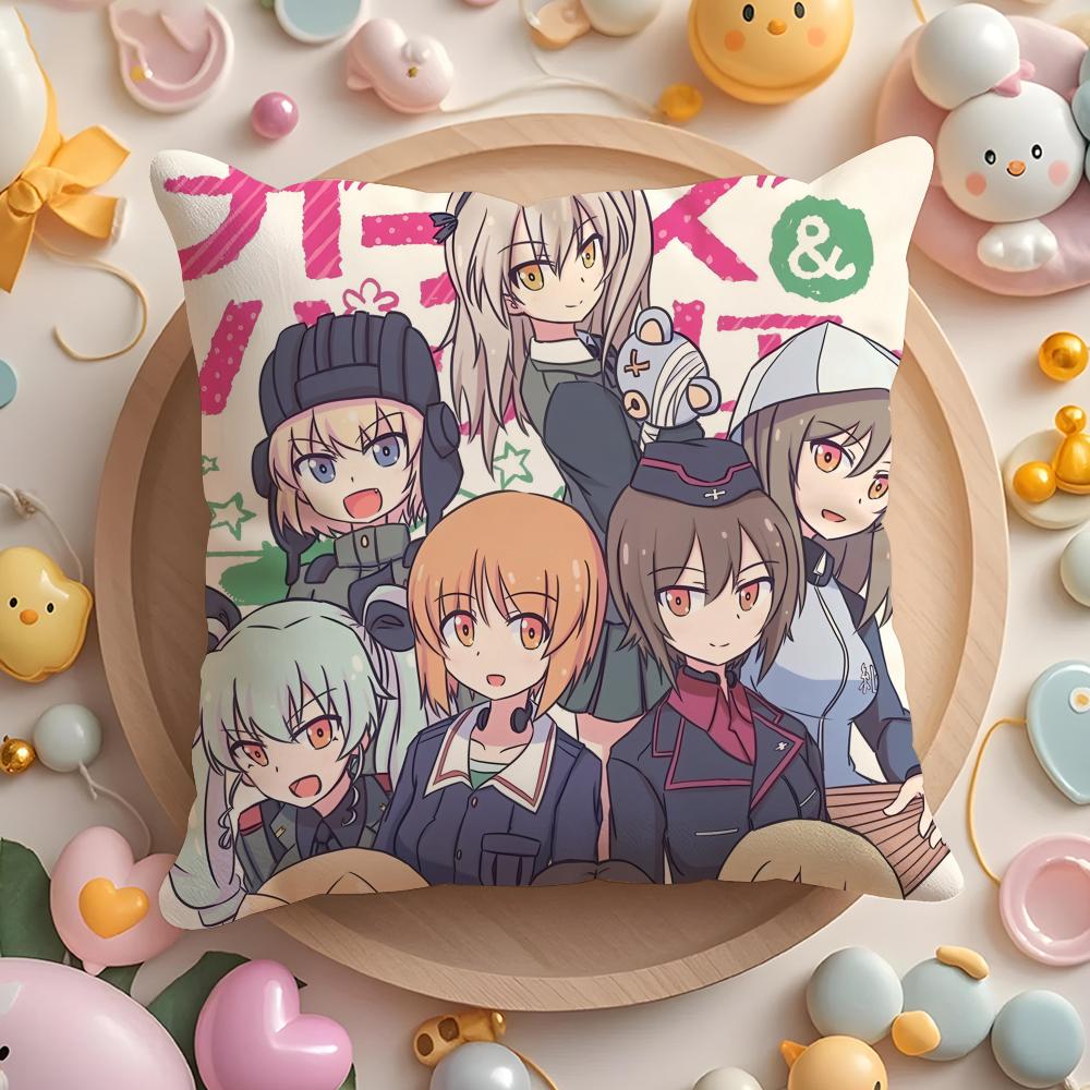 Girls Und P-Panzer More Love Cushion Cover Plush Fabric Soft Double-Sided Printed Sofa Warm Winter Home Gift Pillow Cover