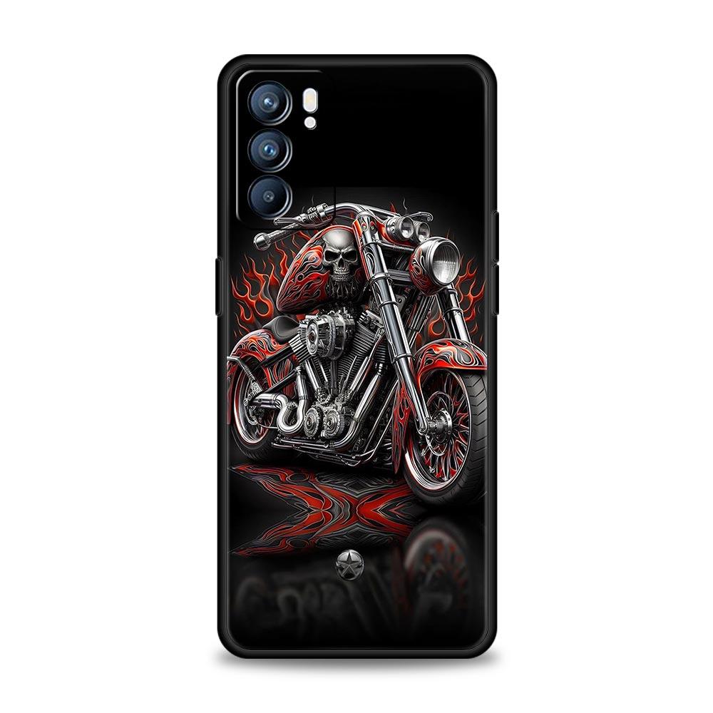 Colors Vintage Motorcycle Painted Phone Case For Oppo A17 A31 A54 A57 A78 A79 A98 Find X5 X6 Reno 7 8 10 11 12 13 F Pro Soft TPU