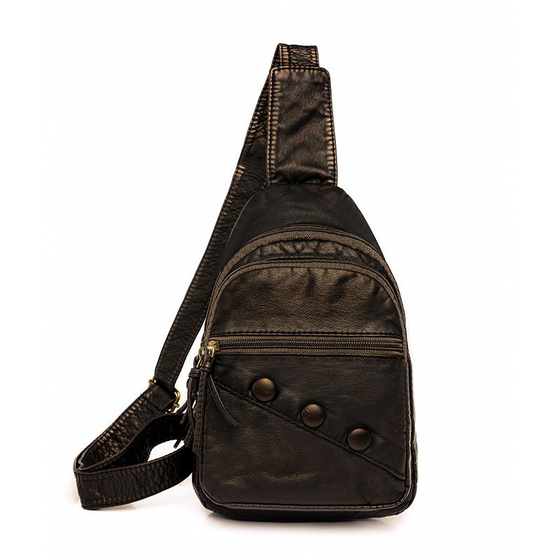 Women's New Korean Version of Soft Leather Backpack Simple Casual and Versatile Chest Bag One-shoulder Crossbody Bag
