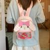 Sweet plaid backpack two-dimensional transparent pain bag cute cotton doll girl going out portable backpack