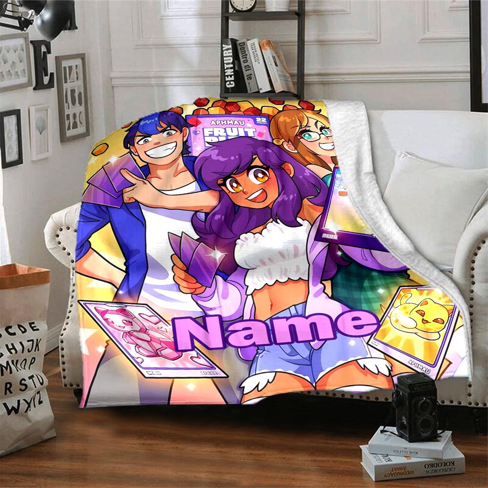Coperta Stampata a Tema Aphmau con Nome Personalizzato - Perfetta per Divano, Letto, Viaggi e Uso Esterno | Lavabile in Lavatrice, Accogliente e Resistente.