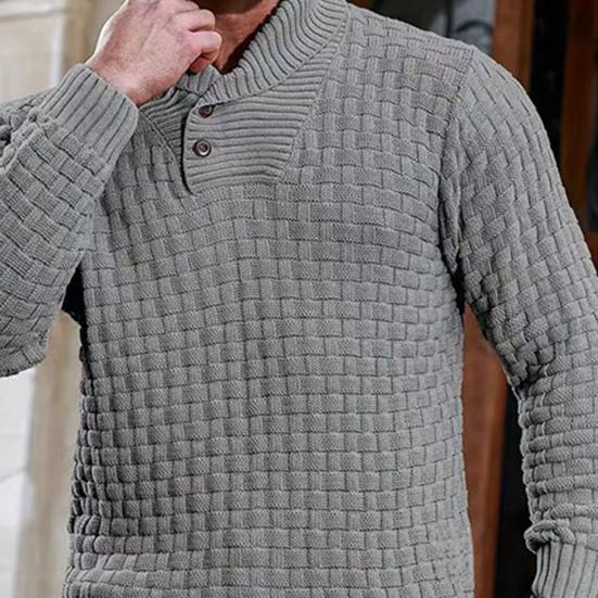 Pánský zimní svetr Ochrana krku Vysoký límec Dlouhé rukávy Pletený Silný elastický Slim Fit Jednobarevný Svetr pro každodenní nošení Školní sporty