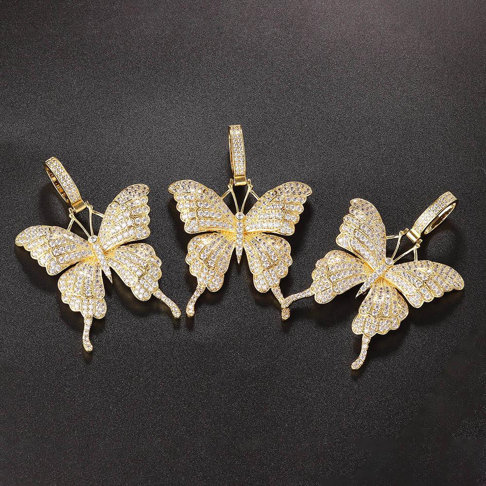 Punk Hip Hop Style Necklace Female Heavy Industry Full Diamond Big Butterfly Pendant Necklace Jewelry