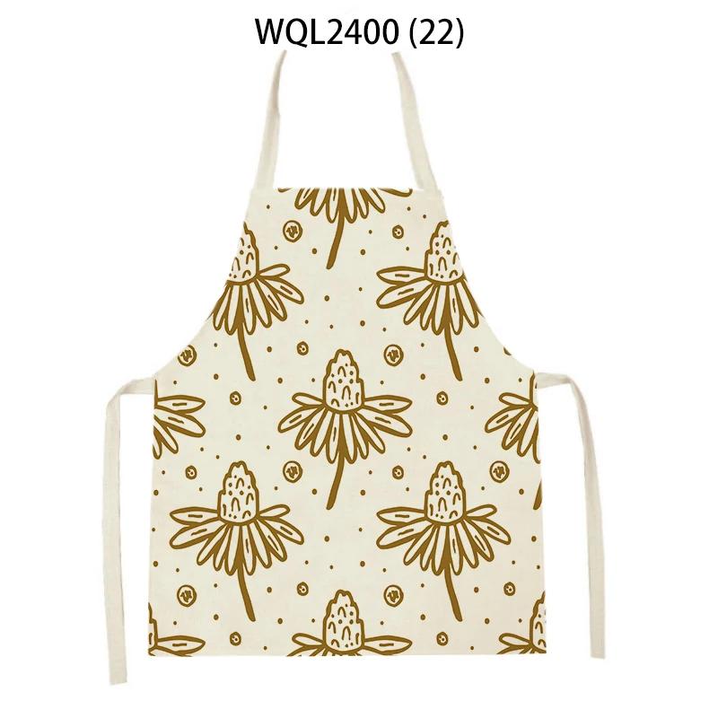 Flower Printed Sleeveless Kitchen Aprons for Women Colorful Pattern Pinafore Home Cooking Baking Waist Bib Kitchen Accessories
