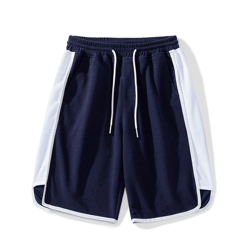 Color Blocked Shorts Men's Summer Outerwear Five Quarter Casual Pants Loose Retro Straight Leg Sports Pants