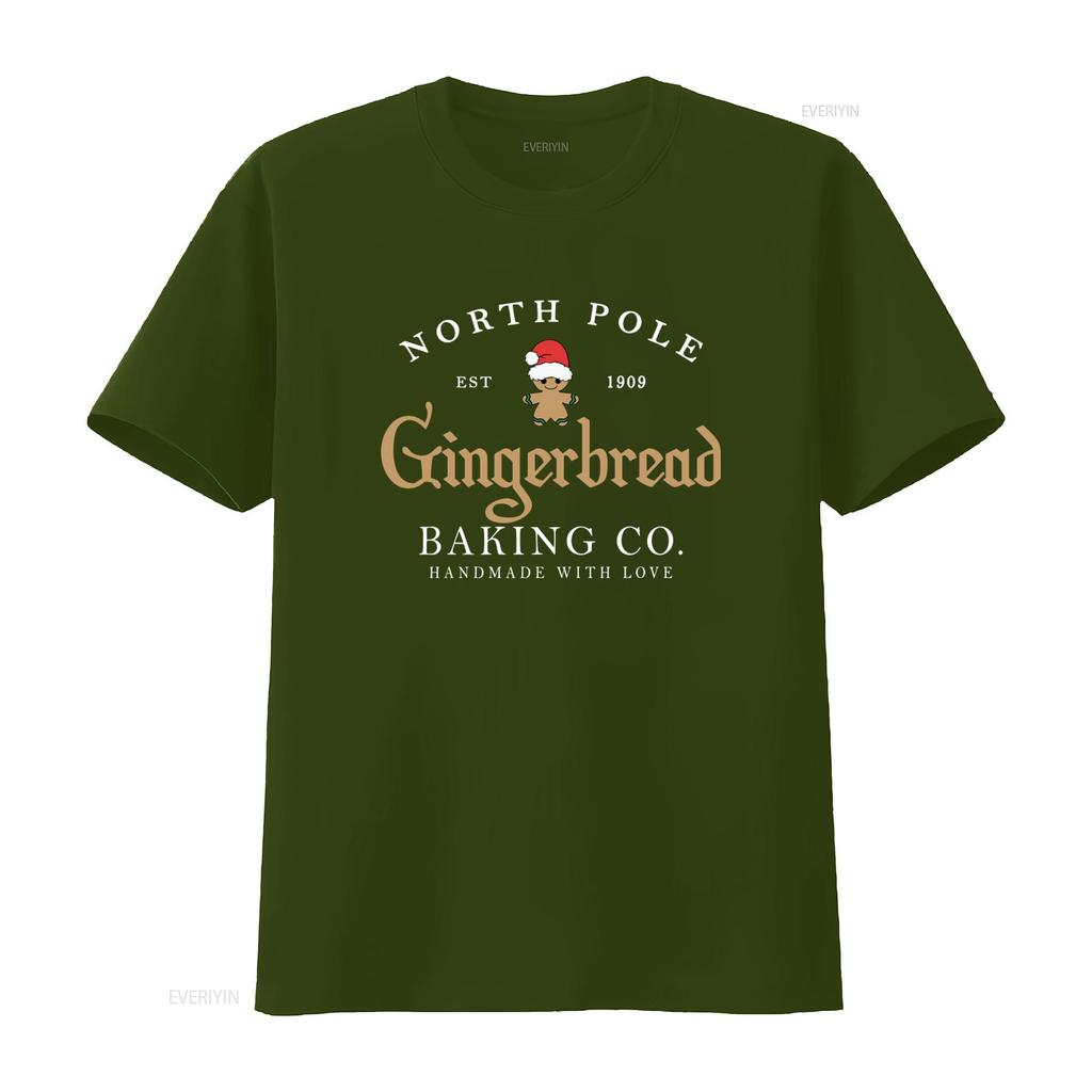 North Pole Gingerbread Baking Co T Shirt Retro Christmas Cookie Handmade Clothing  vintage Washed Comfortable Versatile homme
