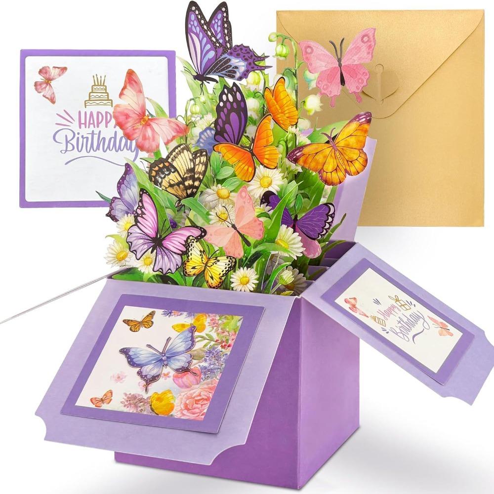 

Useful paper 3D Pops-up Bouquet Bouquet Flower Gift Greeting Card Floral Box Postcard Birthday Wedding