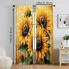 2 pcs, versatile polyester transparent curtains for home decoration Sunflower1 for use in bedrooms and living rooms