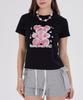 DYSFUNCT Cotton Candy Bear Semi Crop T-Shirt(Black/Pink)